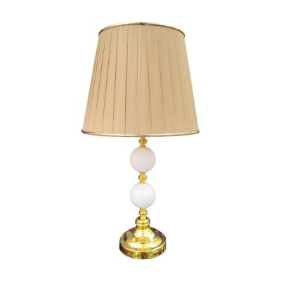 Classic Stacked Spherical Metal Table Lamp with Tapered Fabric Shade