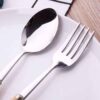 Spoon and Fork Flatware Set Dishwasher Safe With Wooden Handle