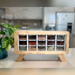 Elegant Wooden Box – Stylish Storage Solution with 15-Cabinet Plastic Drawers