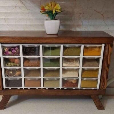 20-Cabinet Wooden Box with Plastic Drawers – Minimalist Design
