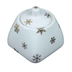 Ceramic Sugar Bowl with Lid Artistic Style Snowflake