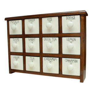 Handcrafted 12 Ceramic Drawers Chest with Wooden Box