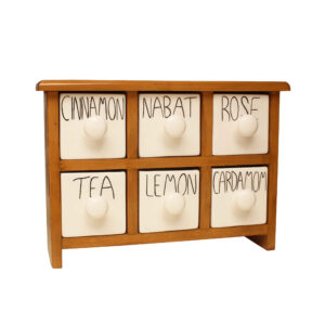 Handcrafted 6 Ceramic Drawers Chest with Wooden Box