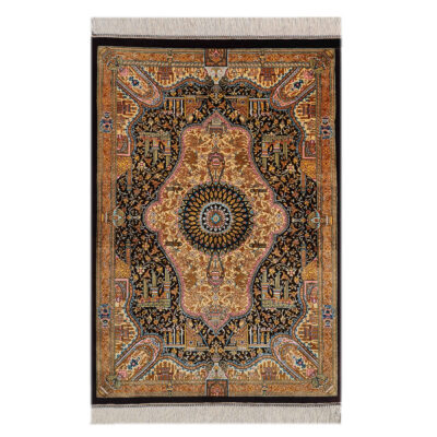 Authentic Persian Prayer Silk Rug Hand-Knotted & Luxurious Sajada Dastbaf