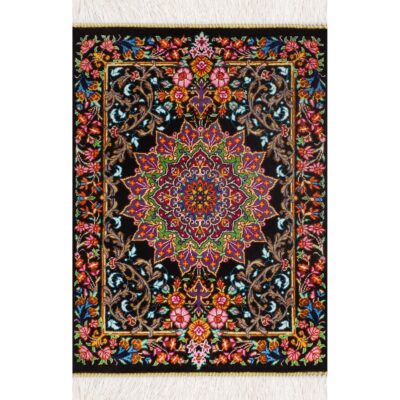 Authentic Persian Prayer Silk Rug Hand-Knotted & Luxurious Sajada Medallion