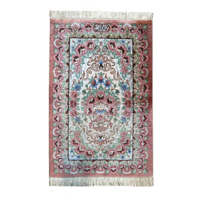 Authentic Persian Prayer Silk Rug Hand-Knotted & Luxurious Sajada Mina