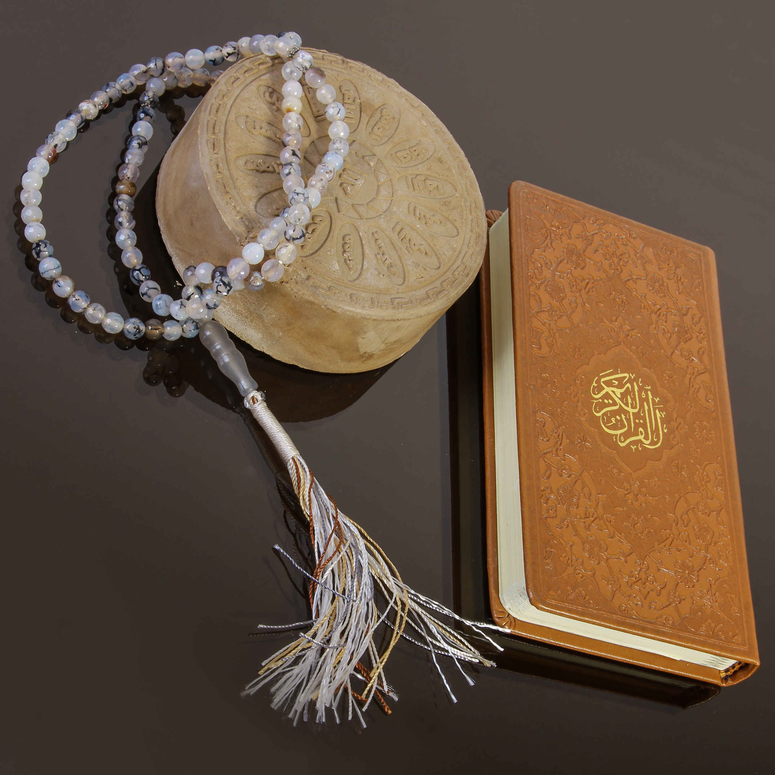 Islamic Agate Rosary Crafted with 101 Prayer Beads Tasbih Gray