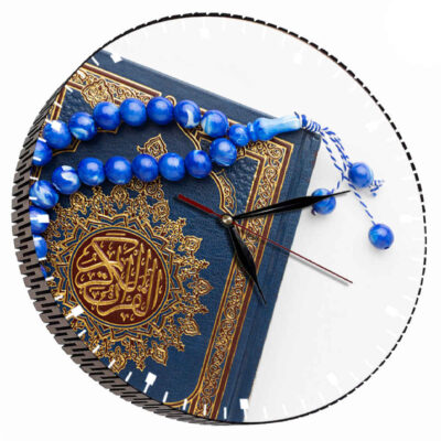 Islamic Wood Wall Clock with Quranic Verse Design – Faith-Inspired Decor for Prayer Rooms and Muslim Homes