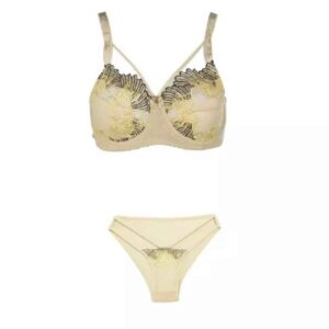 Lingerie Set Lace Bra & Thong Embroidered With Adjustable Strap