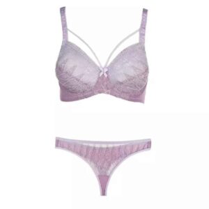 Lingerie Set Lace Bra & Thong With Dentelle Embroidery 2 pcs