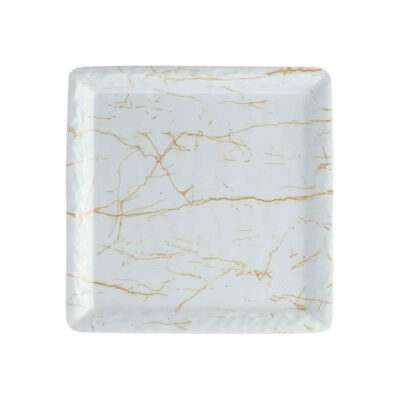 Melamine Plate Set, Square Shape Marble Design, Pack of 3