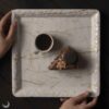 Melamine Plate Set, Square Shape Marble Design, Pack of 3
