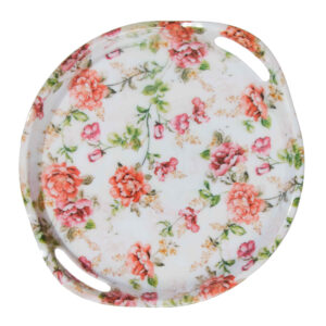 Casual Round Melamine Serving Tray – Durable Floral Tray