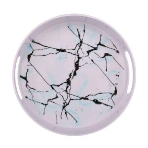 Casual Round Melamine Serving Tray – Marble Design Tray