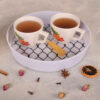 Casual Round Melamine Serving Tray - Fence Pattern Food Serving Tray