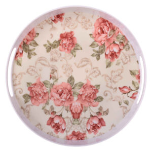 Casual Round Melamine Serving Tray – Multi-Use Floral Pattern Tray