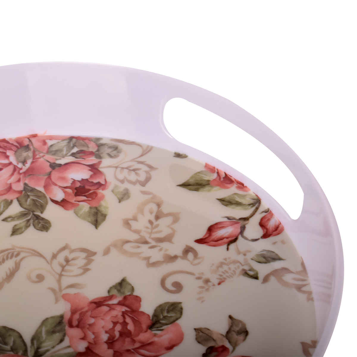 Casual Round Melamine Serving Tray – Multi-Use Floral Pattern Tray