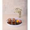 Casual Round Melamine Serving Tray - Black Marble Design with Handle