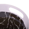 Casual Round Melamine Serving Tray - Black Marble Design with Handle