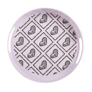 Casual Round Melamine Serving Tray – Heart Design with Handle