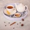 Casual Round Melamine Serving Tray - Heart Design with Handle
