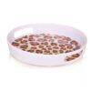 Casual Round Melamine Serving Tray - Leopard Pattern with Handle