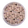 Casual Round Melamine Serving Tray - Coffee Pattern with Handle