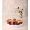 Casual Round Melamine Serving Tray - Coffee Pattern with Handle