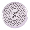 Casual Round Melamine Serving Tray - Love You Pattern with Handle