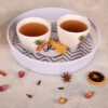 Casual Round Melamine Serving Tray - Love You Pattern with Handle