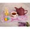 Lightweight Melamine Serving Tray - Pink Bow Design with Handle