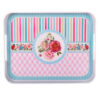 Lightweight Melamine Serving Tray - Blue Floral Design with Handle