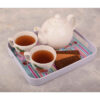 Lightweight Melamine Serving Tray - Blue Floral Design with Handle