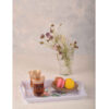Lightweight Melamine Serving Tray - Flowers Design with Handle