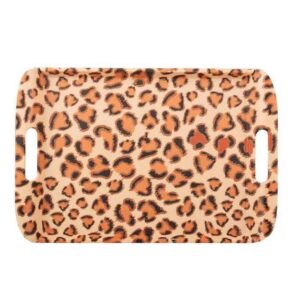 Lightweight Melamine Serving Tray – Leopard Pattern with Handle