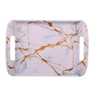 Lightweight Melamine Serving Tray – Marble Design with Handle