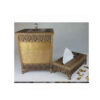 Metal Waste Basket & Tissue Box Set - Matte Golden Color
