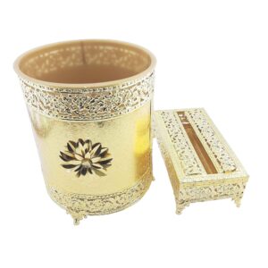 Metal Waste Basket & Tissue Box Set – Three Lux Colors