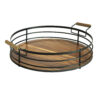 Metal Wire Fruit Basket Round Shaped With Wooden Handle