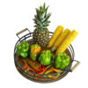 Metal Wire Fruit Basket Round Shaped With Wooden Handle