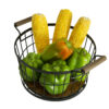 Metal Wire Fruit Basket With Wooden Base Model High