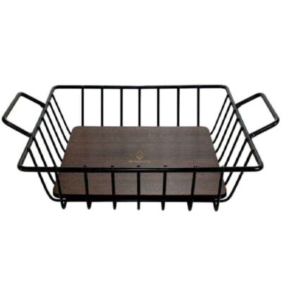Metal Wire Fruit Basket With Wooden Base Model Valoria