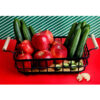 Metal Wire Fruit Basket With Wooden Handle & Base