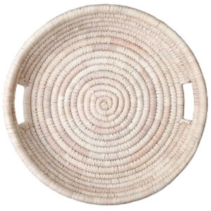 Persian Handwoven Palm Leaf Storage Basket with Built-in Handle