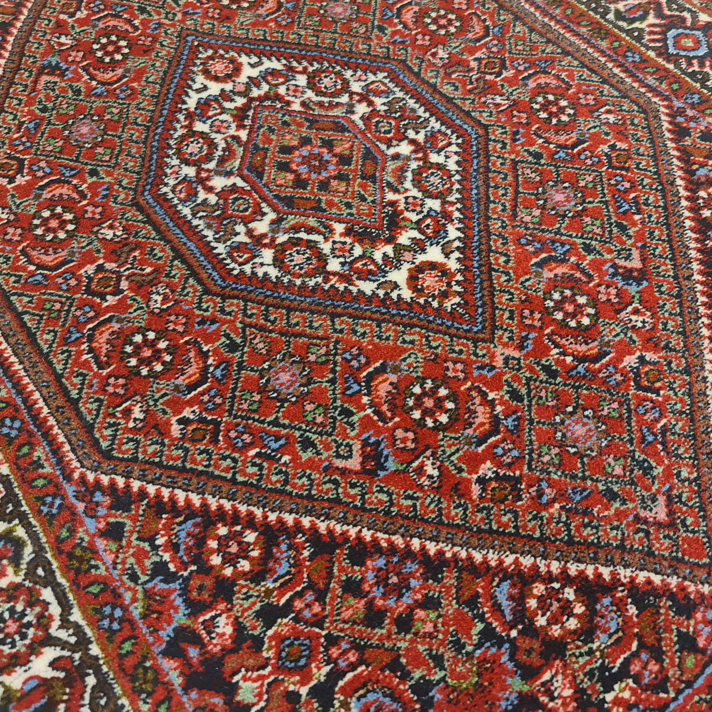 Hand-Knotted Persian Zanjan Masterpiece (Geometric Medallion / Herati) – Red Wool