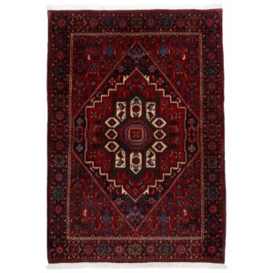 Hand-Knotted Persian Zanjan Masterpiece (Tribal Geometric Medallion) – Red Wool