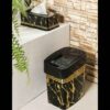 Plastic Waste Basket & Tissue Box Set - Chic Floral Design