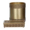 Plastic Waste Basket & Tissue Box Set - Floral Pattern