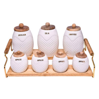 Embossed Celina Porcelain Kitchen Storage Canister for Tea, Coffee & Dry Foods