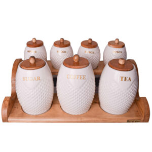 Porcelain Storage Jar – Stylish Storage for Coffee, Tea, & More, Embossed Setareh